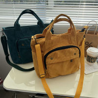 Hylhexyr Women Corduroy Shoulder Tote Solid Color Casual Handbag Fashion Canvas Messenger Bags Zipper Simple Crossbody Bag
