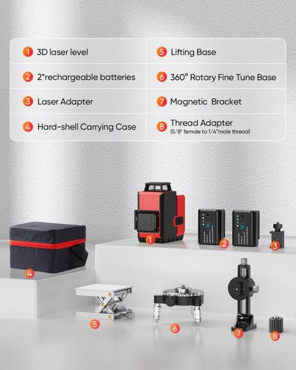 3d-3x360ปรับระดับด้วยตนเอง12เส้นเลเซอร์วัดระดับระดับเลเซอร์สีเขียวที่แสดงแบตเตอรี่2ชิ้นโหมดพัลส์ติดผนังระดับเลเซอร์แนวนอน