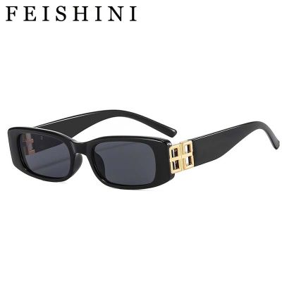 Feishini Star Quality B Rectangle Original Sunglasses Women Luxury Brand Fashion Vintage Trendy Narrow Eyewear UV Protection Cycling Sunglasses