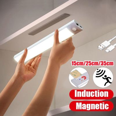【CC】 Cabinet Lights Closet Wardrobe Night Lamp Ultra Thin USB Rechargeable PIR Sensor