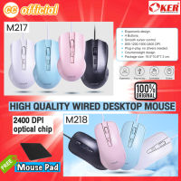 ✅แท้100% OKER MOUSE M217 M218 WIRED DESKTOP เมาส์ แบบสาย USB คุณภาพดี 2400dpi ประกัน2ปี #CC 217 218