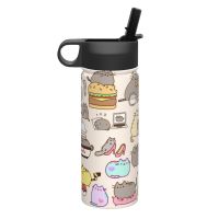 Pusheen 18OZ กาน้ำหุ้มฉนวนเหล็กสแตนเลสสำหรับการออกกำลังกายกลางแจ้งกาต้มน้ำสำหรับปีนเขา