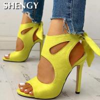 2022 Summer Pumps Sexy High-heeled Sandals for Women Ankle Strap Peep Toe High Heels Party Wedding Lace Up Ladies Heels Sandals