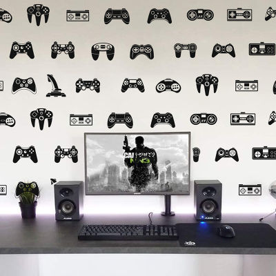 39Pcs Video Game Controller Joysticker Wall Sticker Playroom Kids Room Gaming Zone Gamer X Ps Wall Decal Bedroom Viny Decor.