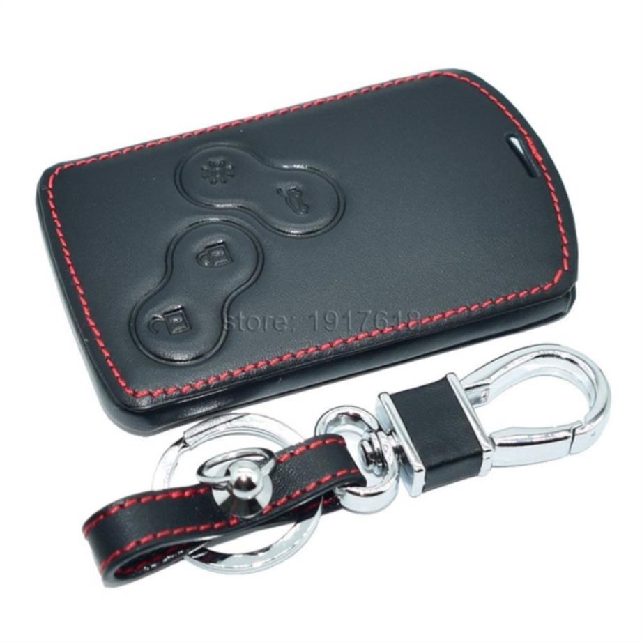 Real Leather Car Key Case Cover w/Keychain For Renault Koleos Laguna  2 3 Megane 