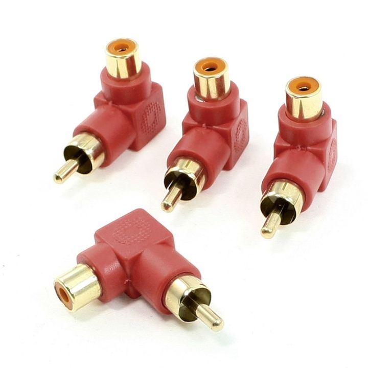 4 x RCA Male-Female Right Angle Audio Video Adapter Red Gold Tone