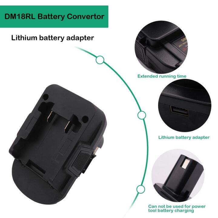 dm18rl-lithium-battery-convertor-adapter-for-ryobi-20v-18v-p108-abp1801-li-ion-battery