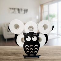 Owl Decorative Toilet Paper Holder - Free-Standing Bathroom Tissue Storage Black Wall Mounted Roll Tissue Storage Shelf Toilet Roll Holders