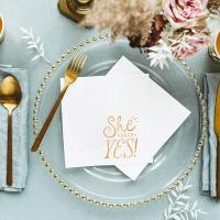 【YF】 20pcs She Said paper Napkins Engagement Announcement Bachelorette hen party Bridal Shower Wedding Dessert Table Decoration