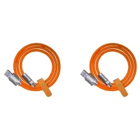 2X 120W 6A Super Fast Charge USB C Charging Cable USB Type-C Charging+Data Transfer 2-In-1 Cable Orange(1M)