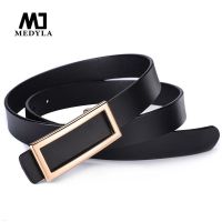 MEDYLA new hot sale ladies leather smooth buckle belt leather belt personality rectangular casual wild belt