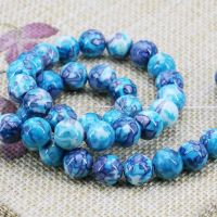 hotx【DT】 8mm Accessories Multicolor Riverstone Stone Round Beads Loose Jewelry Making 15inch