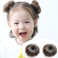 MYCOLOR Girls Synthetic Hair With Clip Wig Hair Extension Ball Head Hairpin Kids Hair Bun Hairpiece