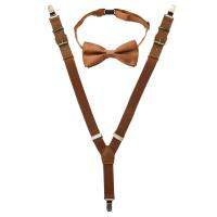 Kids Elastic Suspenders Bow Tie Set Tuxedo Suit Unisex Y-shape Braces Belt with Leather Bronze Clips for Kids Wedding Costumes Boys Clothing