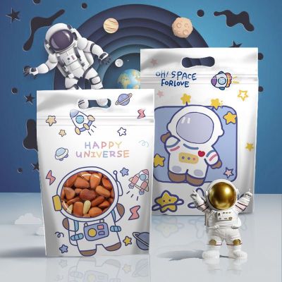 10pcs Astronaut Plastic Bags Christmas Gift Packaging Bag With Hand Shopping Bag Wedding Party Favor Candy Cookie Wrapping Bags Gift Wrapping  Bags