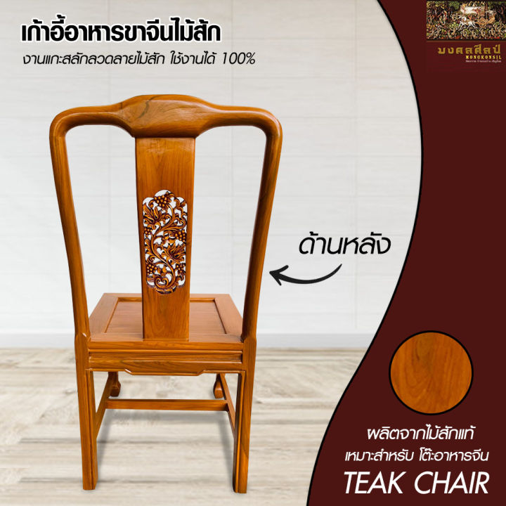 เก้าอี้ไม้-เก้าอี้-เก้าอี้นั่งเล่น-เก้าอี้อาหารขาจีนไม้ส้ก-เก้าอี้ไม้สัก-เก้าอี้สีไม้-เก้าอี้ขาจีน-เก้าอี้มีพนักพิง-teak-chair-mongkonsil