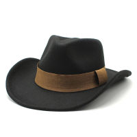 Western Cowboy Hat Men Retro Fedora For Female Solid Color Wool Felt Jazz Cap Pop Cowgirl Hat Autumn Winter sombreros de vaquero