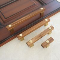 ☒✜㍿ Natural Solid Wooden Cabinet Pulls Walnut Wood Furniture Hardware Wardrobes Handles Modern Simple Brass Door Knobs for Drawer