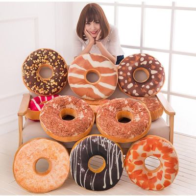 【CW】♞✴  40cm Donut Foods Cushion Soft Round Throw Pillowcase Cover Sofa Decorations