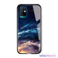 UCUC เคสโทรศัพท์เคสสำหรับ infinix Note 10อวกาศแฟนตาซี Luxury Aurora Starry Elk Casingg กันกระแทก Galaxy กระจกเทมเปอร์กลับ Cove