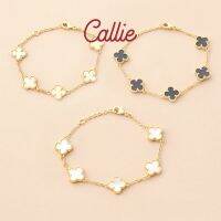 [Dd】 Callie 14K ชุบทองร้านสร้อยข้อมือโคลเวอร์พรีเมี่ยม Callie