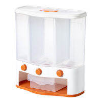 Grid Wall-Mounted Grain Storage Box Rice Dispenser Kitchen Accessories Organizers Storage Household Food Storage