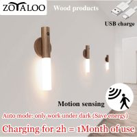 Zoyaloo LED Wood USB Night Light Magnetic Wall Lamp Kitchen Cabinet Closet light Home Bedroom Table Move Lamp Bedside Lighting Night Lights