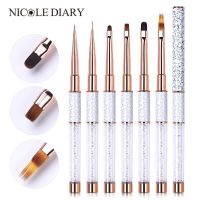 NICOLE DIARY Nail Art Acrylic Liquid Powder Carving UV Gel Extension Painting Brush Lines Liner Drawing Pen Nail Manicure Tools Artist Brushes Tools