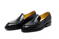 London Brown - NORMANN  รองเท้าหนัง penny loafers สี Black (MADE TO ORDER)