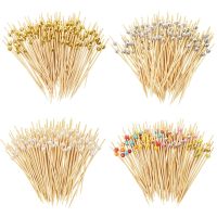 100PCS Pearl Bamboo Sticks Buffet Cupcake Fruit For Dessert Snack Skewer Fork Wedding and birthday party Decorration Supplies