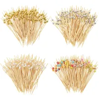 100PCS Pearl Bamboo Sticks Buffet Cupcake Fruit For Dessert Snack Skewer Fork Wedding and birthday party Decorration Supplies