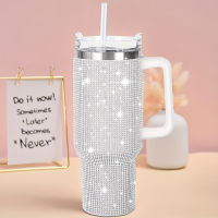 40oz Diamond Tumble Coffee Cup Vacuum Insulated Cup With Handle Stainless Steel Car Travel Mug Bottle Large Capacity Gift Cup