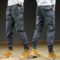 Size 28-38 Men Joggers Cargo Pants Spring Autumn Fashion Casual Muti Pocket Drawstring Elastic Waist Slim Long Hiking Outdoor Street Wear Hip hop Black Grey Khaki Green