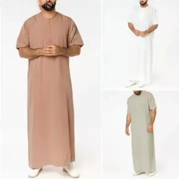 Thobe Men Muslim Kaftan Thobe Arab Dress Men Jubba Thobe Muslim Muslim Men  size M Color 01 Black