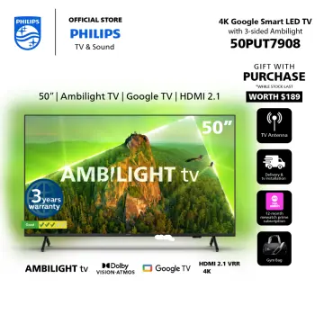 Philips 50inch, LED TV, 4K HDR, Smart, Ambilight