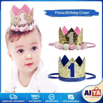 ibasenice 4pcs birthday hat Birthday crown hat Golden crown hat royals hat  kids headbands princess headband fabric Children Birthday Crown Caps Kids