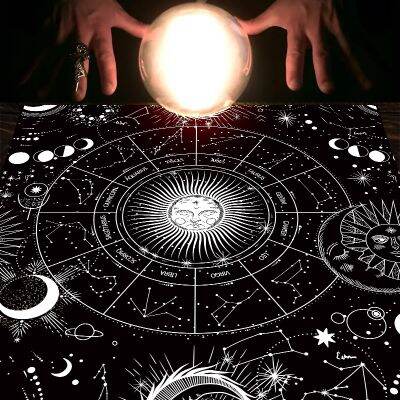 Magic Mysterious Constellation Scarf Altar Tarot Cloth Sun and Moon Divination Witchcraft Tarot Cloth Wall Tarot Tablecloth