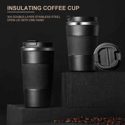 380ml510ml Double Stainless Steel Coffee Thermos Mug with Non-slip Case Car Vacuum Travel Flask Insulated Bottle Coffee Mug