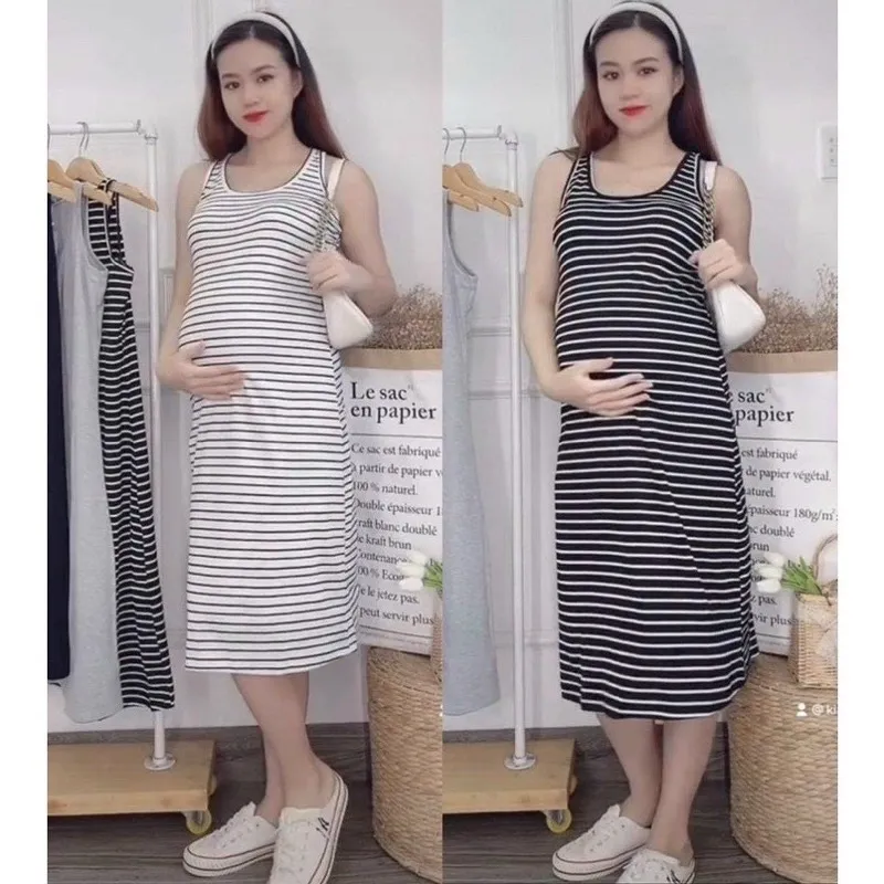 Váy bầu đầm bầu cottong kẻ body MAMADRESS thiết kế rẻ đẹp sang ...