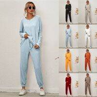 【JH】Two-piece Set Women Home Clothes for Spring and Autumn Long-sleeved New Cotton Trouser Suits Women Sleepwear Pajama Set 2022