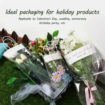 10pcs/set Transparent single bouquet packaging bag rose waterproof flower  bag flower arrangement festival flowers wrapping paper material