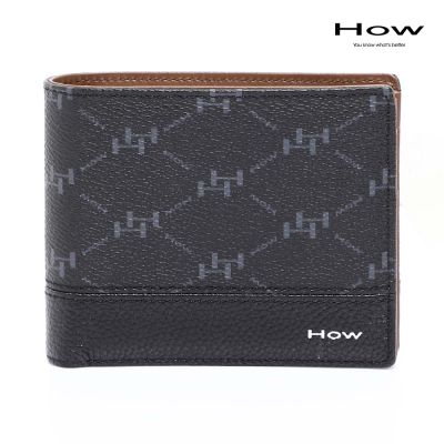 How กระเป๋าสตางค์พับสั้น มีช่องใส่เหรียญ รุ่น HHW0292 - สีดำ