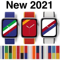 New 2021 สายผ้า Nylon Flag สายผ้าลายธงชาติ สีสันสดใส ใช้กับWatch Se 6 5 4 3 2 1 Smart Watch T500 X7 HW22plus W56 ขนาด 38/40/41mm 42/44/45mm