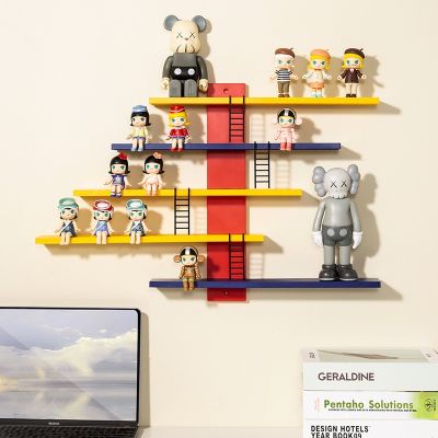 【CC】 Figure Display Room Floating Shelves Wall Mounted Storage Shelf Ladder Rack