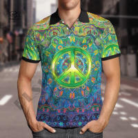 Newest 2023 Hippie 3dprinted Peace Love Polo Shirt Custom Name Harajuku Streetwear Top Sleeveless Tees Fitness Unisex 1 Unisex summer polo