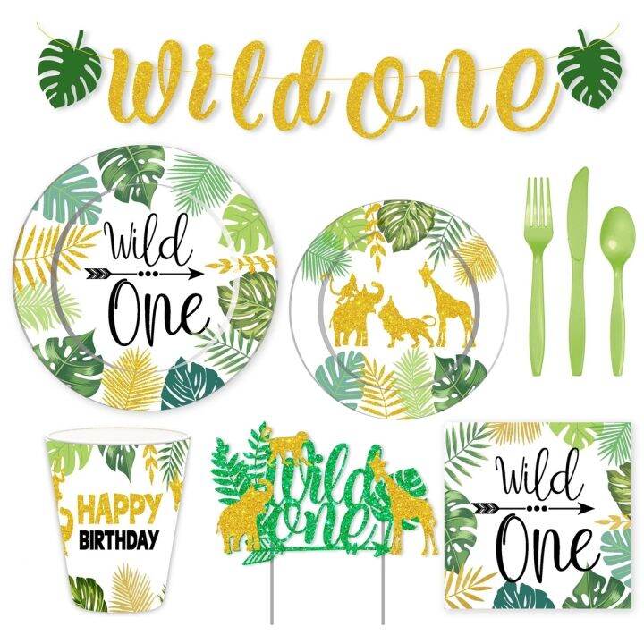 hot-qikxgsghwhg-537-wild-one-theme-party-ตกแต่ง-disposable-tableware-jungle-safari-theme-party-baby-shower-happy-birthday-party-ตกแต่ง-kids