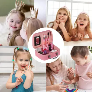 32Pcs Make Up Set for Kids Non Toxic Toys Girl Princess Makeup Kit Washable  Non Toxic Make Up Kit Toy Set with Mirror Retro Beauty Makeup Box