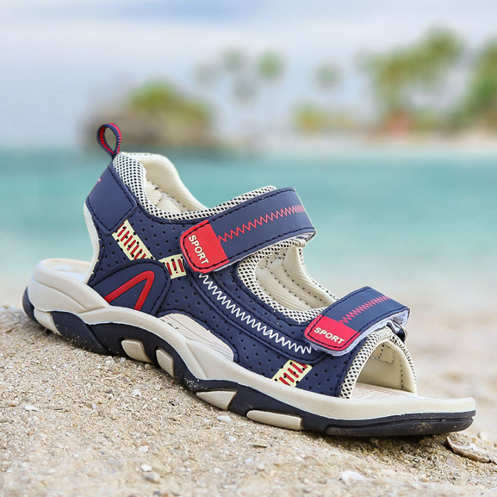 รองเท้าแตะสำหรับรองเท้าผ้าใบเด็กผู้ชายชายหาดรองเท้าแตะซัมเมอร์รองเท้ากีฬากลางแจ้ง
