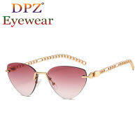 2021 Fashion Cool Unique Women Cat Eye Style Sunglasses Luxury Rimless Vintage Brand Design Sun Glasses Female Sexy Shades 386