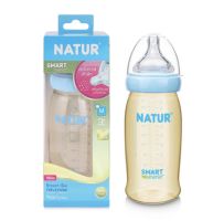 คูปองส่งฟรีNATUR เนเจอร์ ขวดนมคอกว้าง สมาร์ทไบโอมิมิค PES 9oz/270ml พร้อมจุกนมคอกว้าง ไซส์ M จุกนมไม่ดูไม่ไหล ลดโอกาสสำลัก แพ็ค 1 ขวด